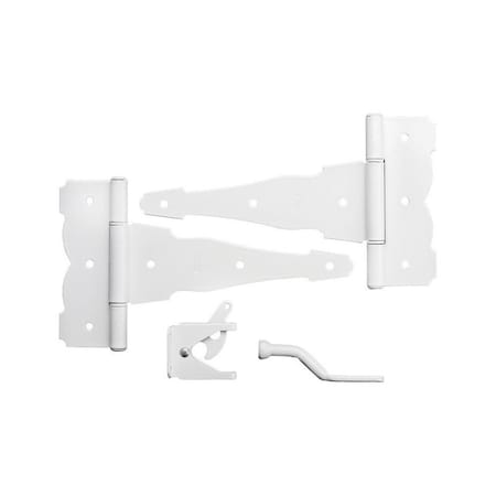 Homepage 8 in. Decorative White Steel Gate Hardware Kit HO2739162